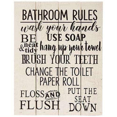Bathroom Rules Pallet Art - The Fox Decor
